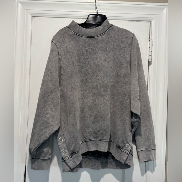 All Saints Leti Freida Side-Snap Gray Crewneck Cotton Sweatshirt - Picture 4 of 10